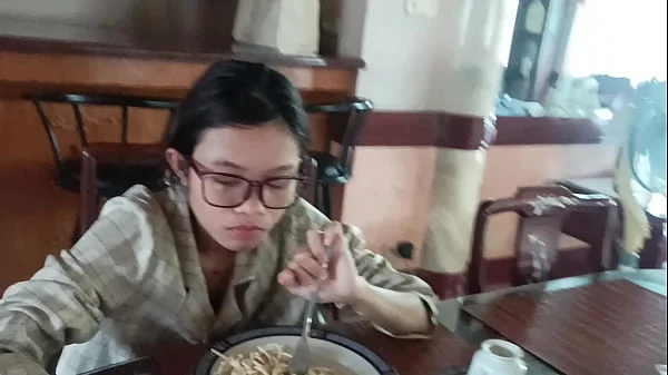 Feeding and shaving young homeless Asian street girl after finding her from dirty slum   she using my stepmother's eyeglasses