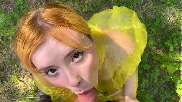 b. in pvc raincoat sucks an swallow dick
