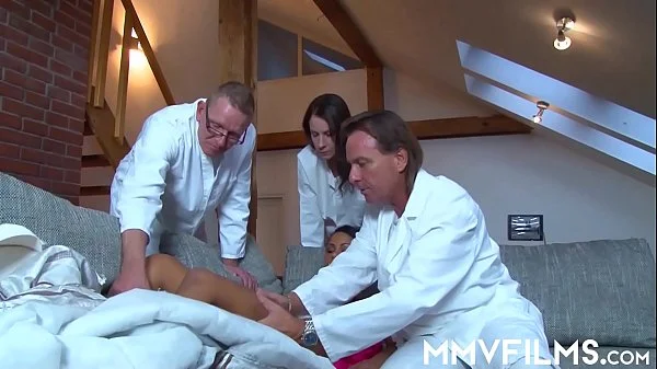 Shy teen girl gets her pussy checked by 3 doctors